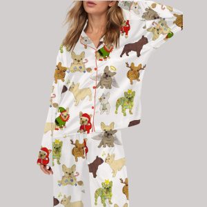 Christmas French Bulldog Satin Pajama Set