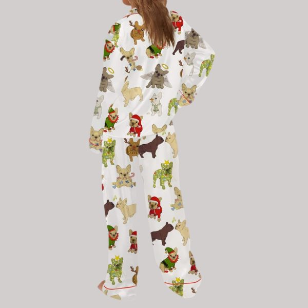 Christmas French Bulldog Satin Pajama Set