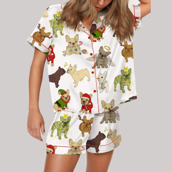 Christmas French Bulldog Satin Pajama Set