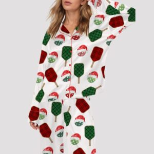 Christmas Pickleball Satin Pajama Set (1)