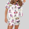 Christmas Skiing French Bulldog Satin Pajama Set