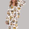 Coffee And Cats Satin Pajama Set