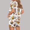 Coffee And Cats Satin Pajama Set