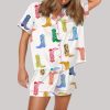 Colorful Cowboy Boot Pajama Set