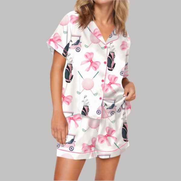 Coquette Bow Golf Satin Pajama Set 5