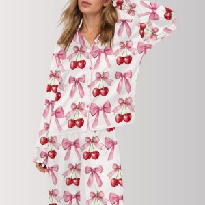 Coquette Cherry Satin Pajama Set