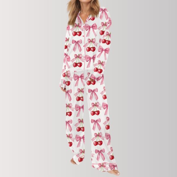 Coquette Cherry Satin Pajama Set