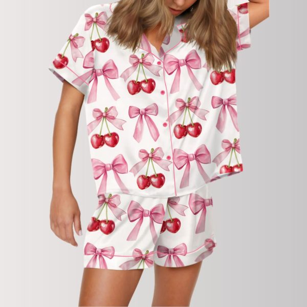 Coquette Cherry Satin Pajama Set