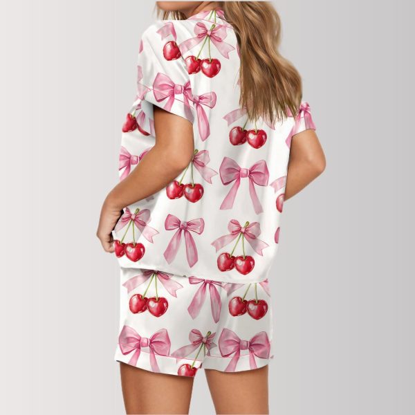 Coquette Cherry Satin Pajama Set