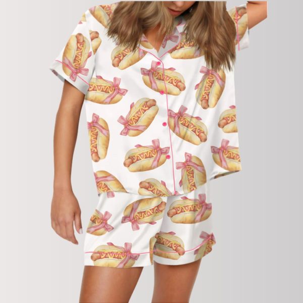 Coquette Hot Dog Satin Pajama Set 3