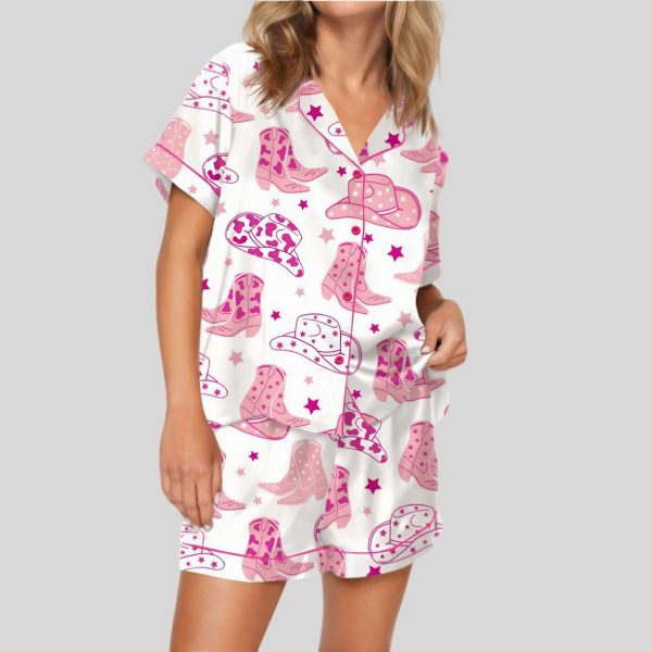 Cowboy Boot And Hat Satin Pajama Set