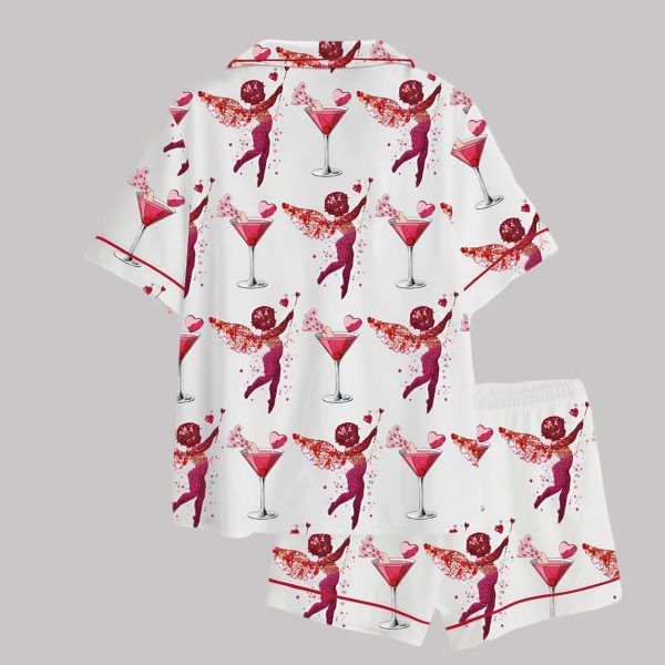 Cupid Valentine Day Cocktail Club Social Club Girls Club Satin Pajama Set