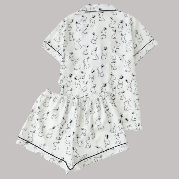 Cute Bunny Print Pajamas Set