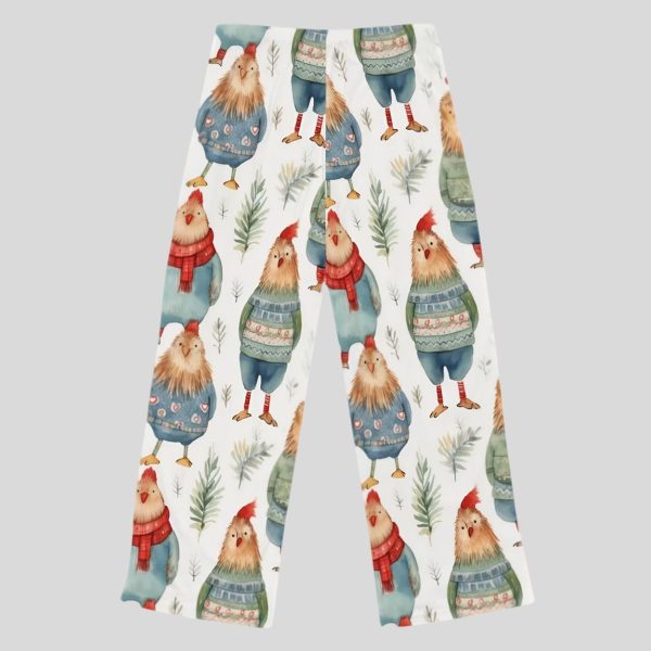 Cute Chicken In Snow Christmas Pajama Pants