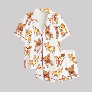 Cute French Bulldog Satin Pajama Set