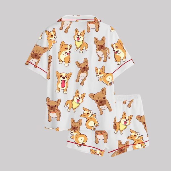 Cute French Bulldog Satin Pajama Set1