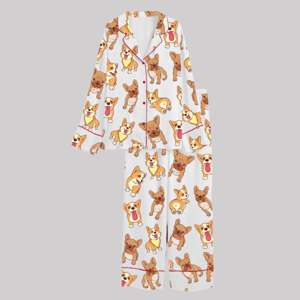 Cute French Bulldog Satin Pajama Set2