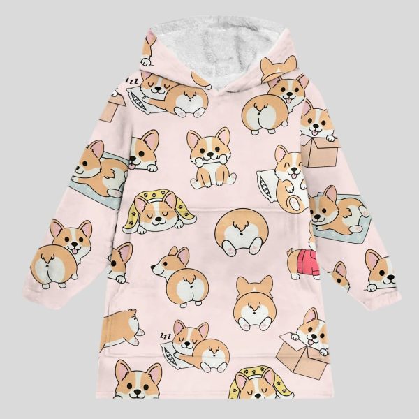 Cute Kawaii Corgi Blanket Hoodie