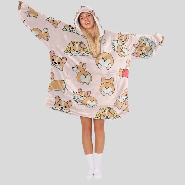 Cute Kawaii Corgi Blanket Hoodie