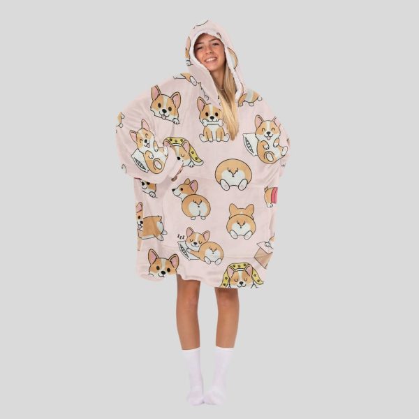 Cute Kawaii Corgi Blanket Hoodie