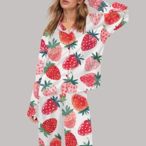 Cute Strawberry Satin Pajama Set