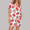 Cute Strawberry Satin Pajama Set