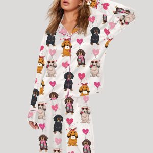 Dachshund Cute Dog Valentines Day Pajama Set