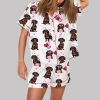 Dachshund Valentines Roses Print Pajama Set