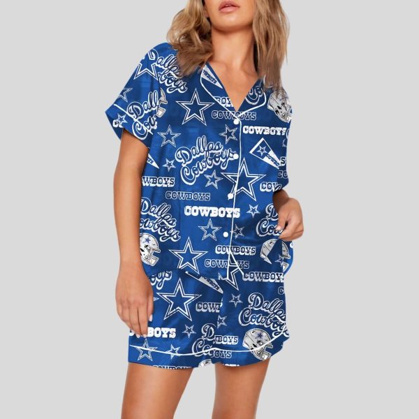 Dallas All Over Star and Logo Print Pajama Set