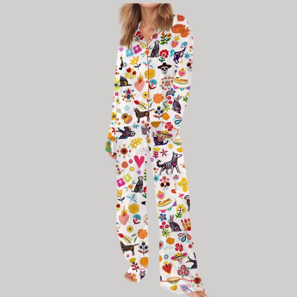 Day Of The Dead Satin Pajama Set1