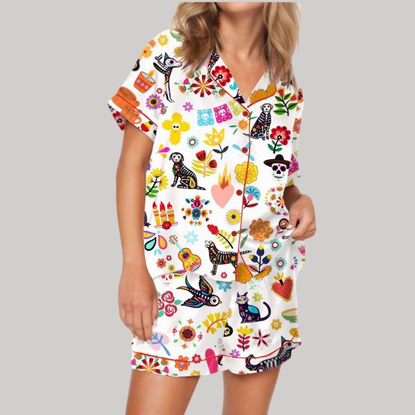 Day Of The Dead Satin Pajama Set5