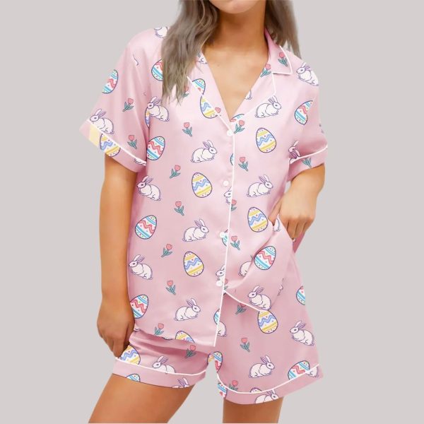 Easter With Roses And Bunny Pajamas Set