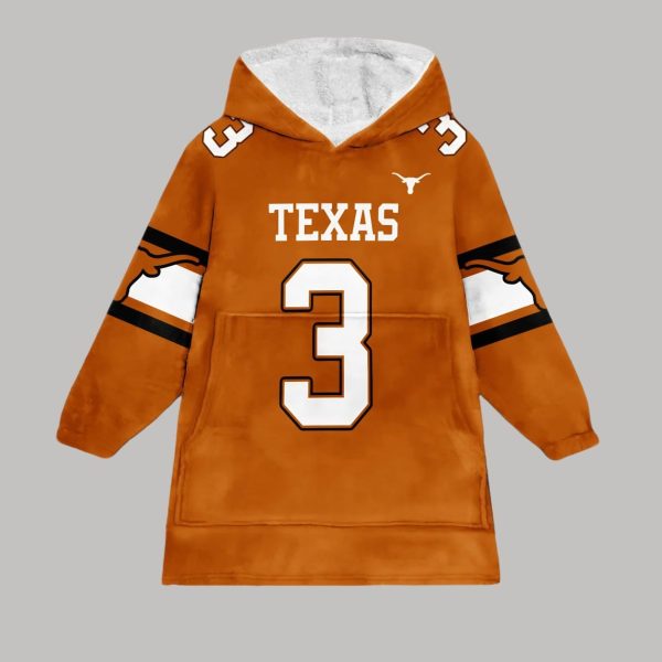 Ewers 3 Texas Football Unisex Blanket Hoodie