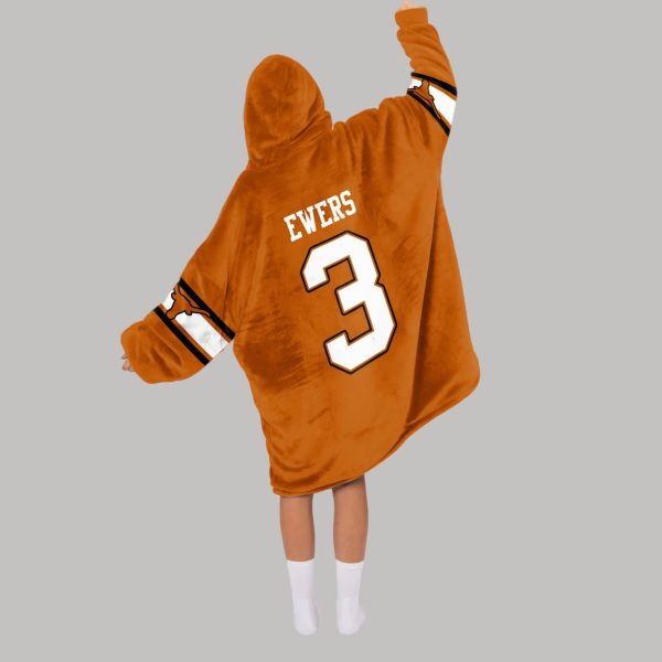 Ewers 3 Texas Football Unisex Blanket Hoodie