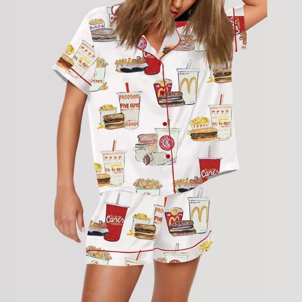 Fast Food Chicken Nuggets Happy Drinks Pajama Set