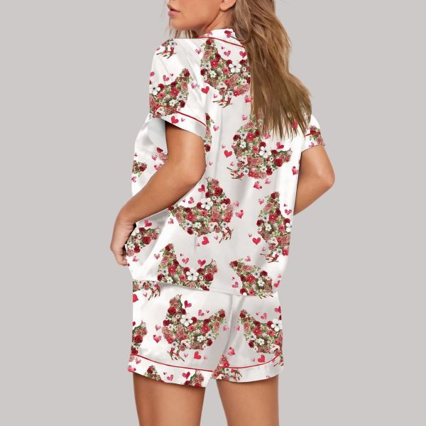 Floral Chicken Valentine Print Pajama Set