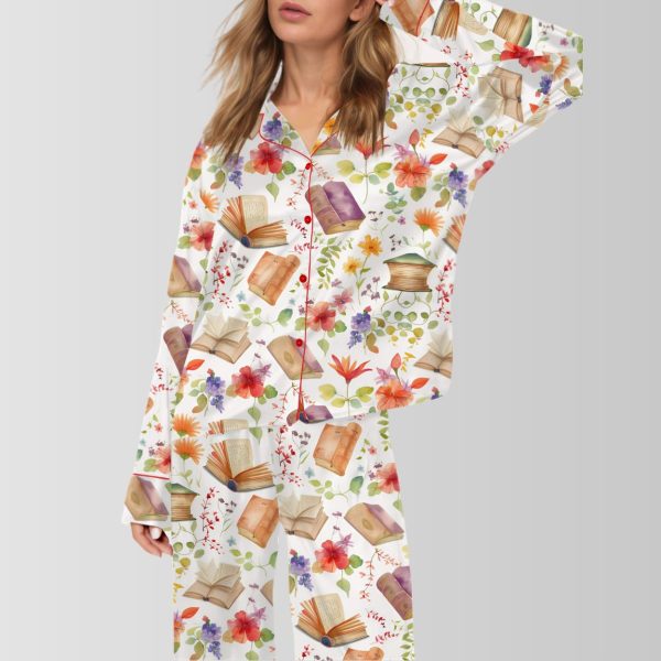 Flower Books Satin Pajama Set