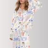 French Cafe Doodle Satin Pajama Set