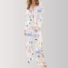 French Cafe Doodle Satin Pajama Set