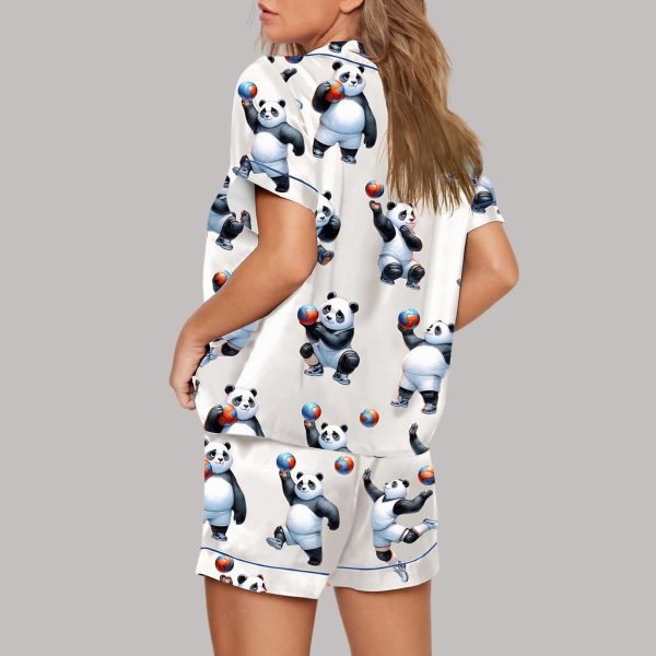 Funny Panda Playing Volleyball Pajama Set