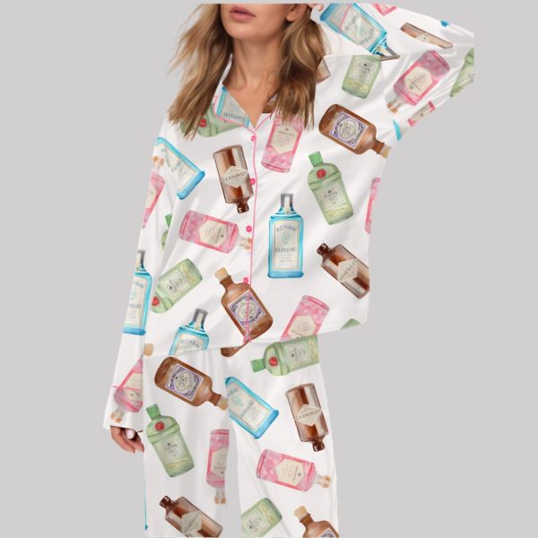 Gin Bottle Satin Pajama Set