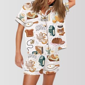 Good Morning Breakfast Kitchen Food Bread Art Print Pajama Set