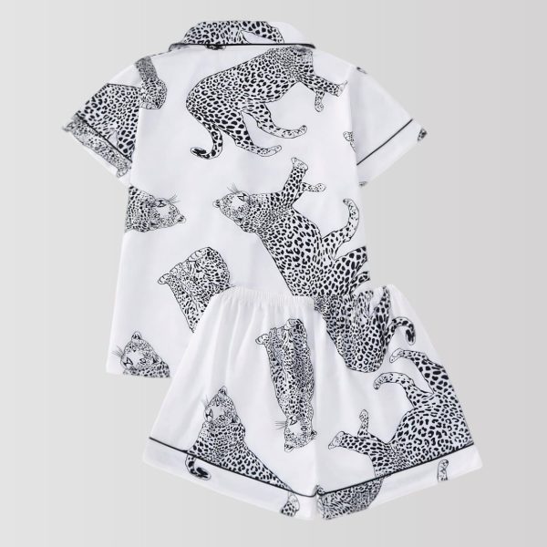 Graceful Leopard Illustration Pajama Set