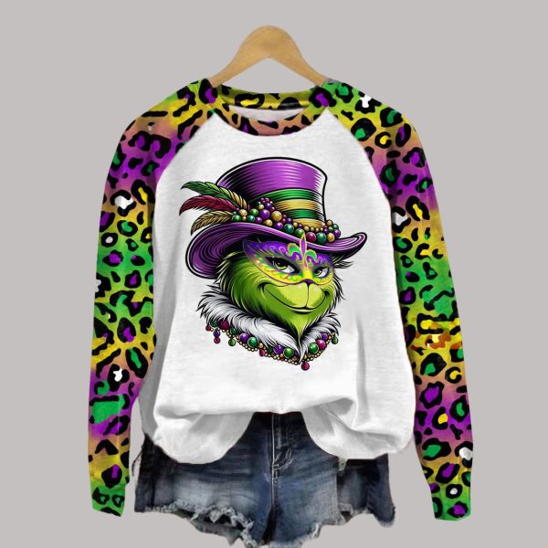 Grnch Mardi Gras Print Casual Sweatshirt