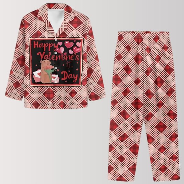 Happy Valentine's Day Love Plaid Pajama Set