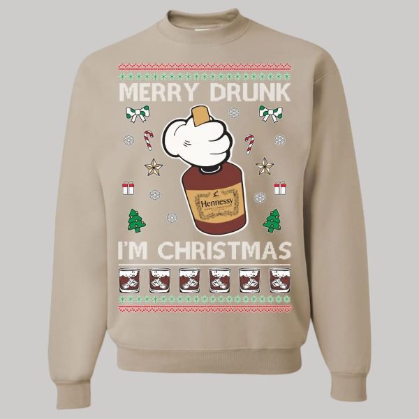 Hennessy Merry Drunk I'm Christmas Ugly Christmas Sweatshirt2