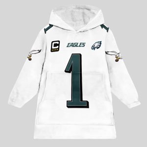 Hurts 1 Philadelphia Football Unisex Blanket Hoodie