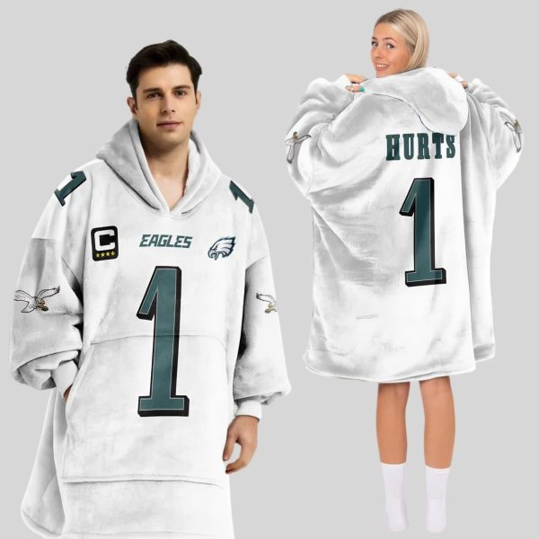 Hurts 1 Philadelphia Football Unisex Blanket Hoodie1