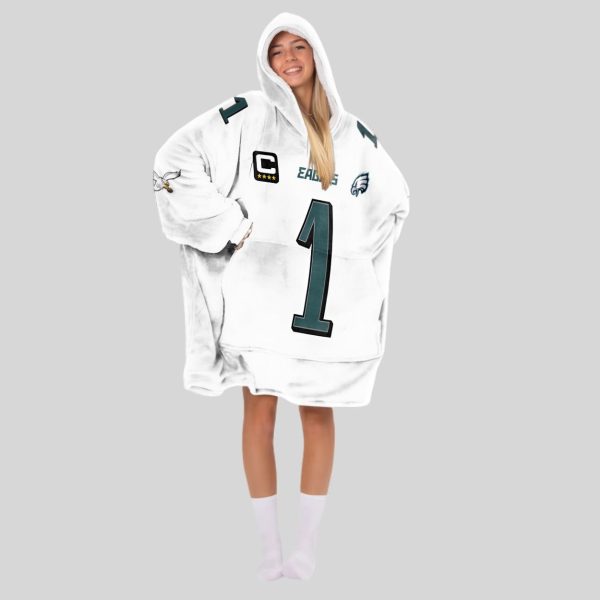 Hurts 1 Philadelphia Football Unisex Blanket Hoodie2