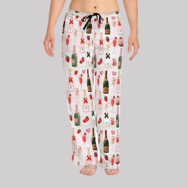 I Love Champagne Strawberry Pajama Pants 2